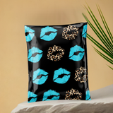 Leopard turquoise lips 10x13 premium poly mailers
