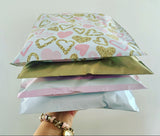 Pink & Gold Heart 10x13 Poly Mailer – Chic & Durable Shipping Envelopes