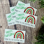 Merry Christmas 2x3.5” thank you cards