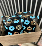 Leopard turquoise lips 6x9 premium poly mailers