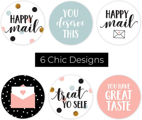1.5" Assorted Happy Mail Thank You Stickers - set of 50