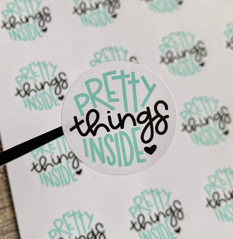 Pretty things inside 1.6” stickers - 20 stickers per sheet