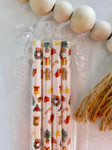 Christmas reusable *rim stopper on top 9” straw - individually packaged