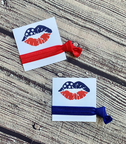 Patriotic lips assorted hair tie and card