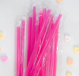 Pink glitter 9” reusable straw - individually packaged