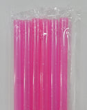 Pink glitter 9” reusable straw - individually packaged