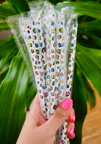 Colorful Leopard 9” reusable straw - individually packaged