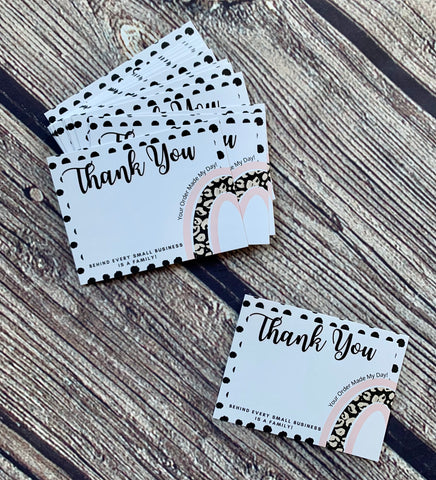 Leopard rainbow 3x4  thank you cards - set of 10