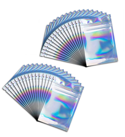 2.4x4 Rainbow holographic ziplock bags - set of 20
