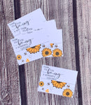 Sunflower and bees 4x3 thank you cards