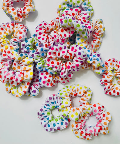 Colorful polka dots liverpool scrunchie
