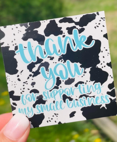Cow hide 3” thank you cards