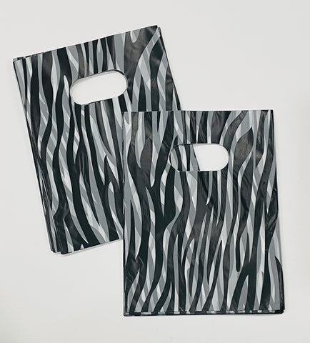 Zebra stripes plastic bags 6x5- set of 10