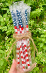 Patriotic reusable 9” straw - individually packaged