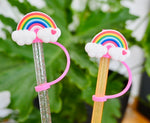 Colorful rainbow straw topper