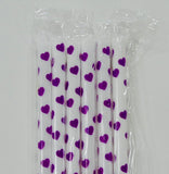 Valentine’s Day purple heart 9” straw - individually packaged