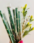 Wintergreen snowflakes reusable 9” straw - individually packaged